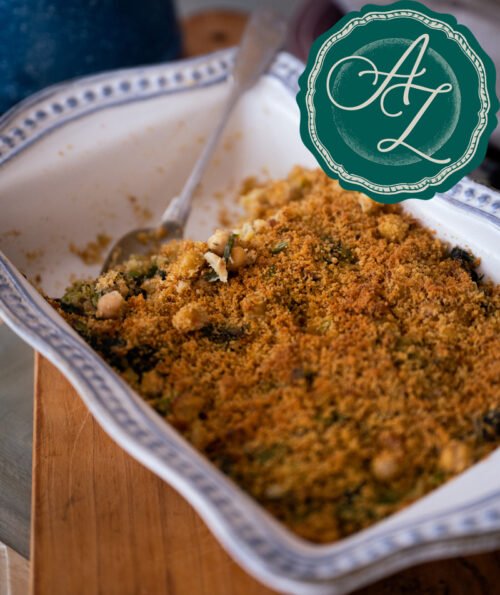 Grão com Bacalhau, Grelos e Crumble de Broa- Para 2 Pessoas